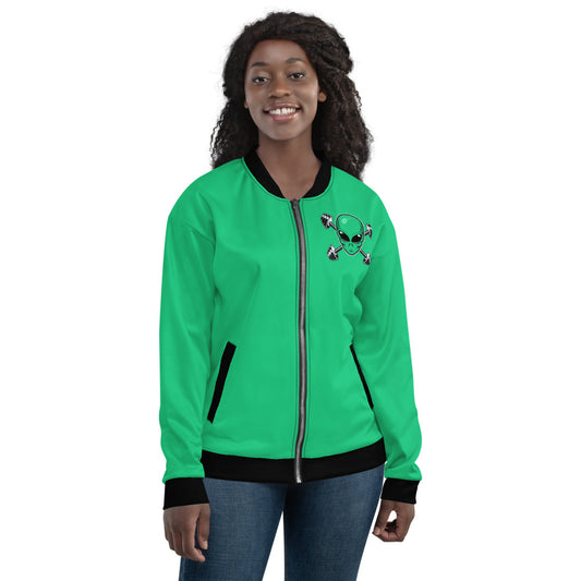 Teal Alien Gym Unisex Bomber Jacket