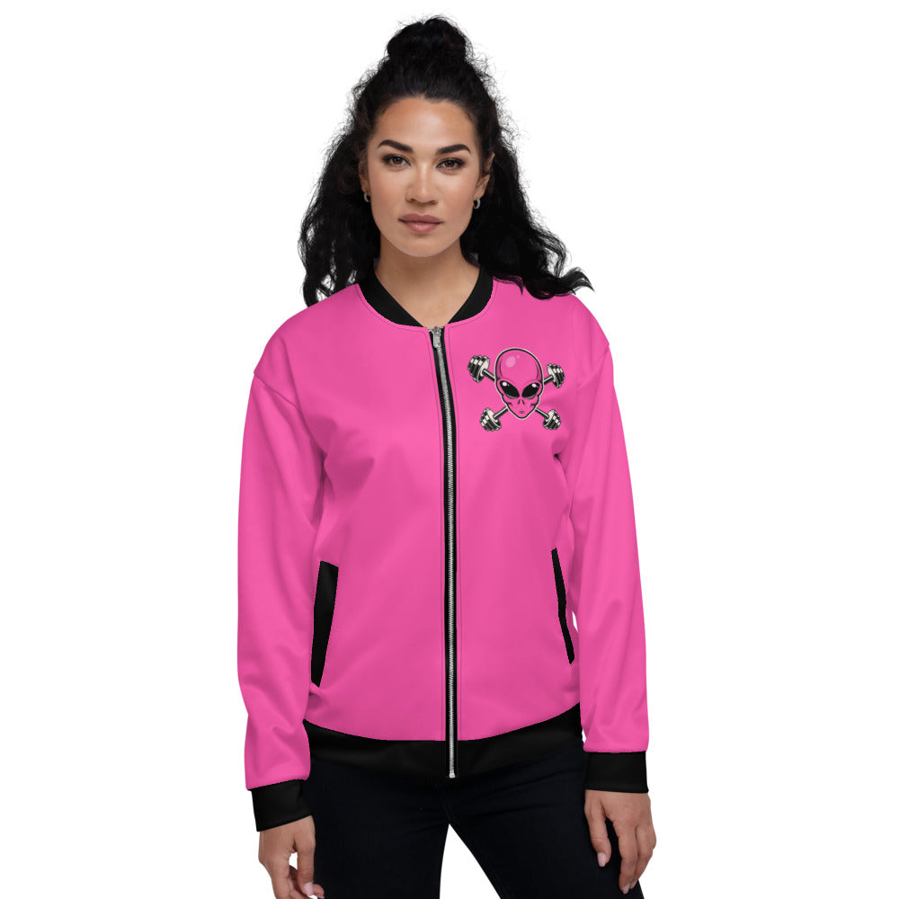 Pink Alien Gym Unisex Bomber Jacket