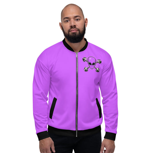 Purple Alien Gym Unisex Bomber Jacket