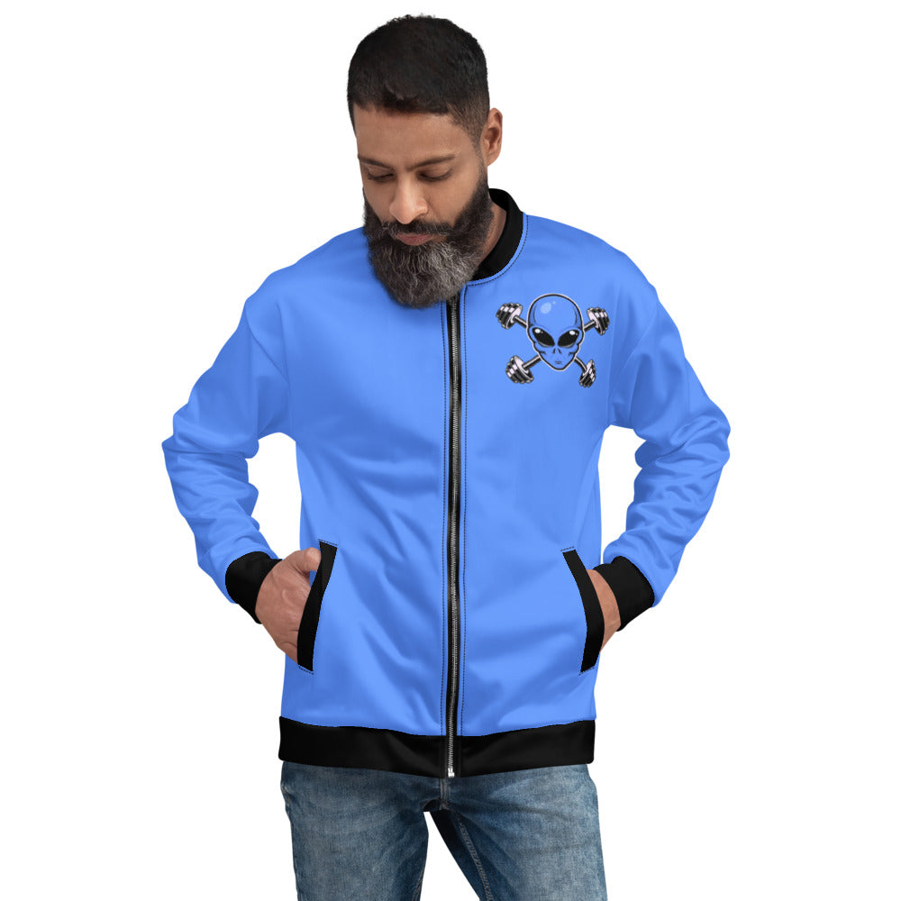 Blue Alien Gym Unisex Bomber Jacket