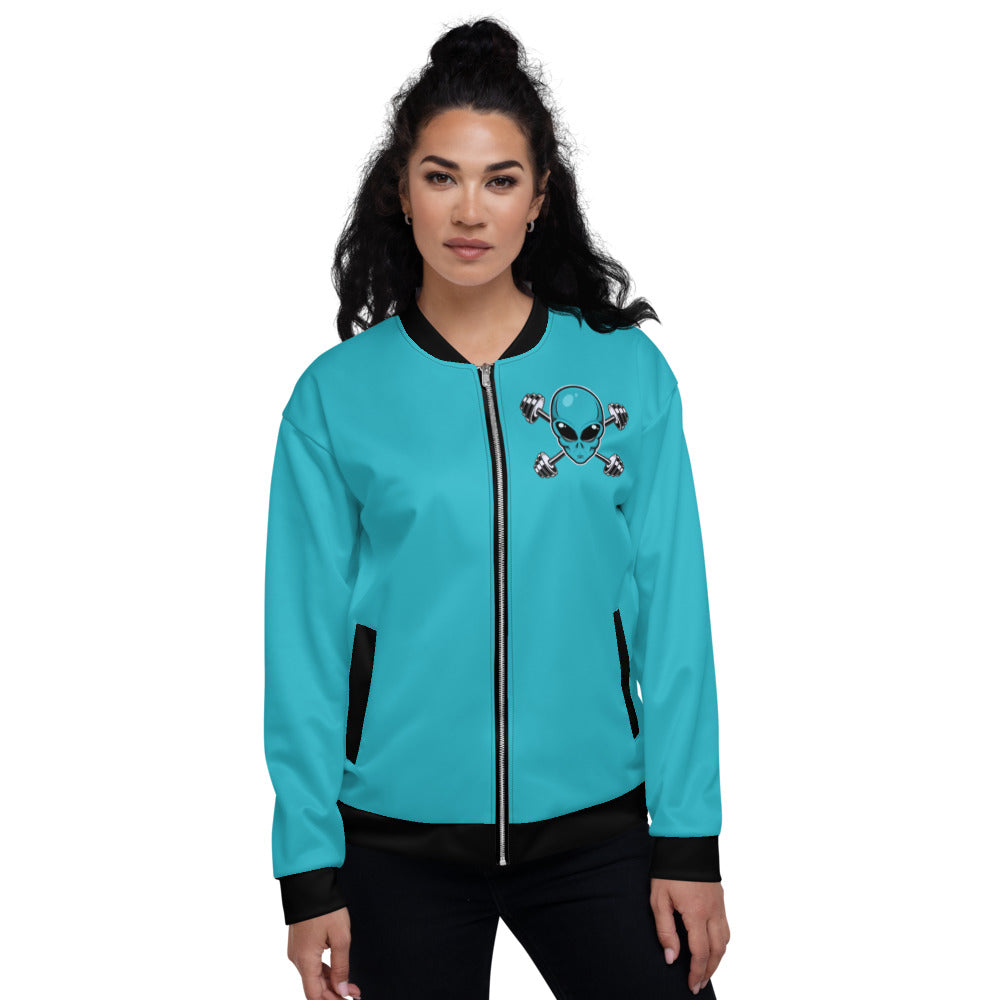 Light Blue Alien Gym Unisex Bomber Jacket