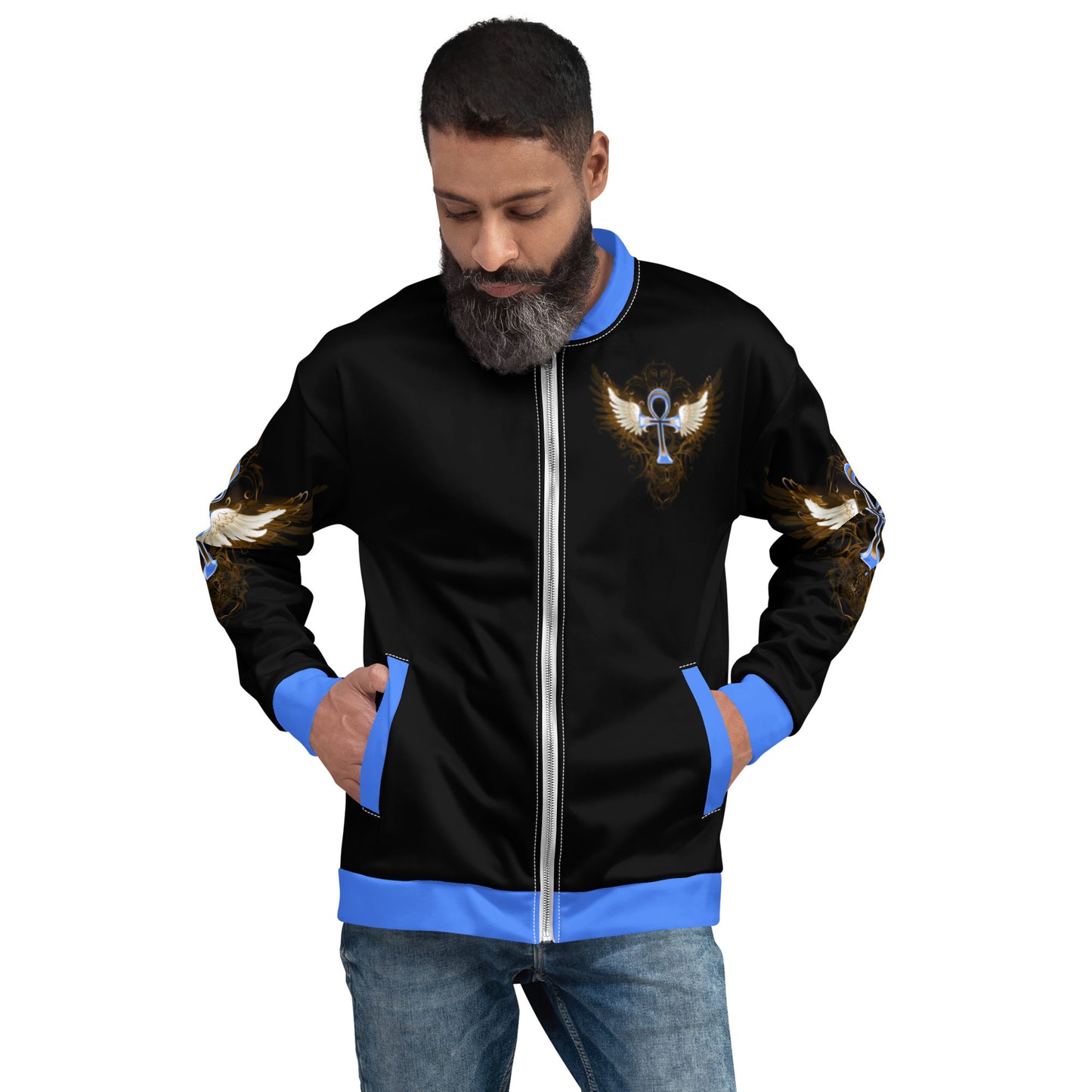 Blue Ankh Unisex Bomber Jacket