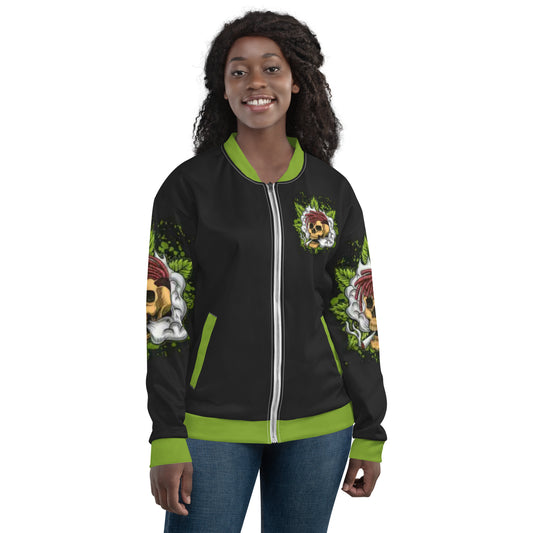 Stoners Only Cannabis Smoking Skull Unisex Bomber Jacket