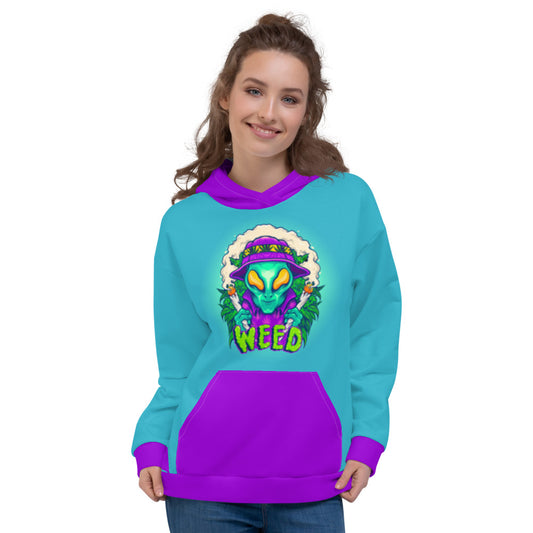 Alien Stoners Only Teal & Purple Unisex Hoodie