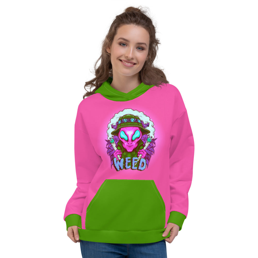 Alien Stoners Only Pink & Green Unisex Hoodie