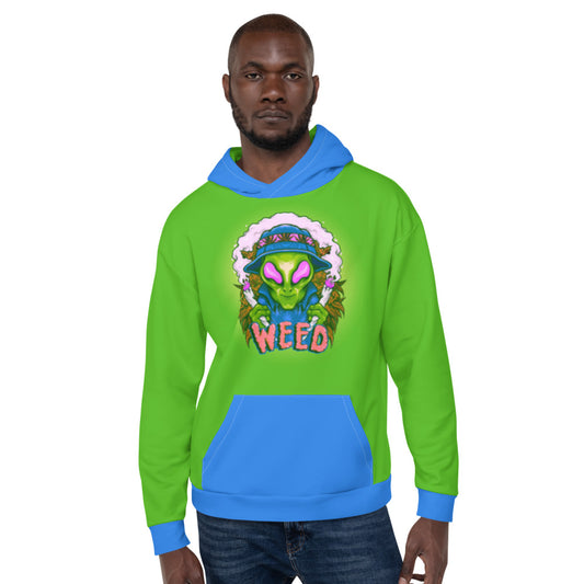 Alien Stoners Only Green & Blue Unisex Hoodie