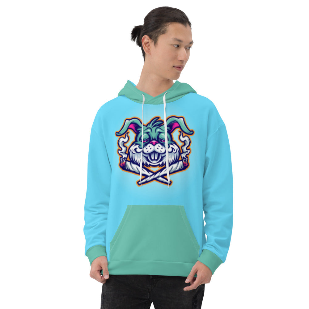 Blue & Teal Stoners Only Rabbit Unisex Hoodie