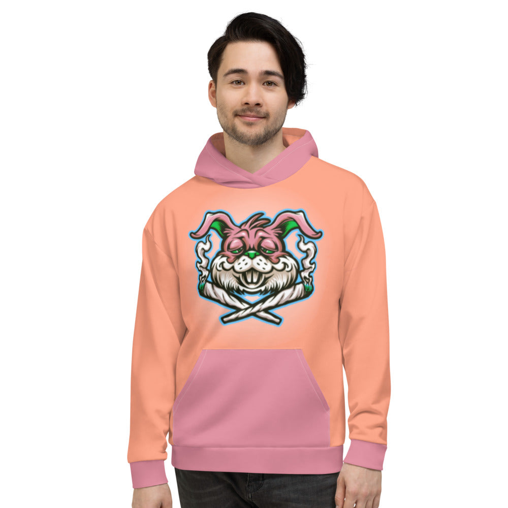 Peach & Pink Stoners Only Rabbit Unisex Hoodie