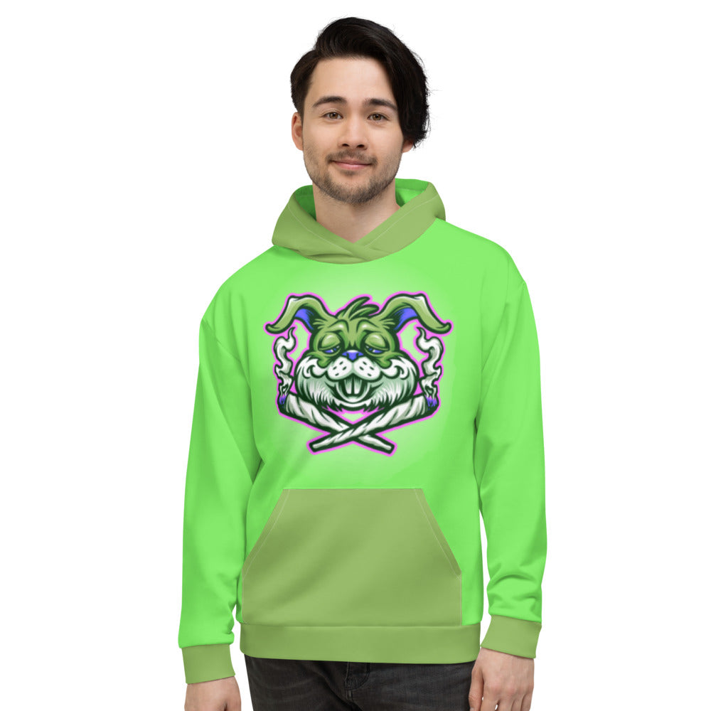 Lime Green & Dark Green Stoners Only Rabbit Unisex Hoodie