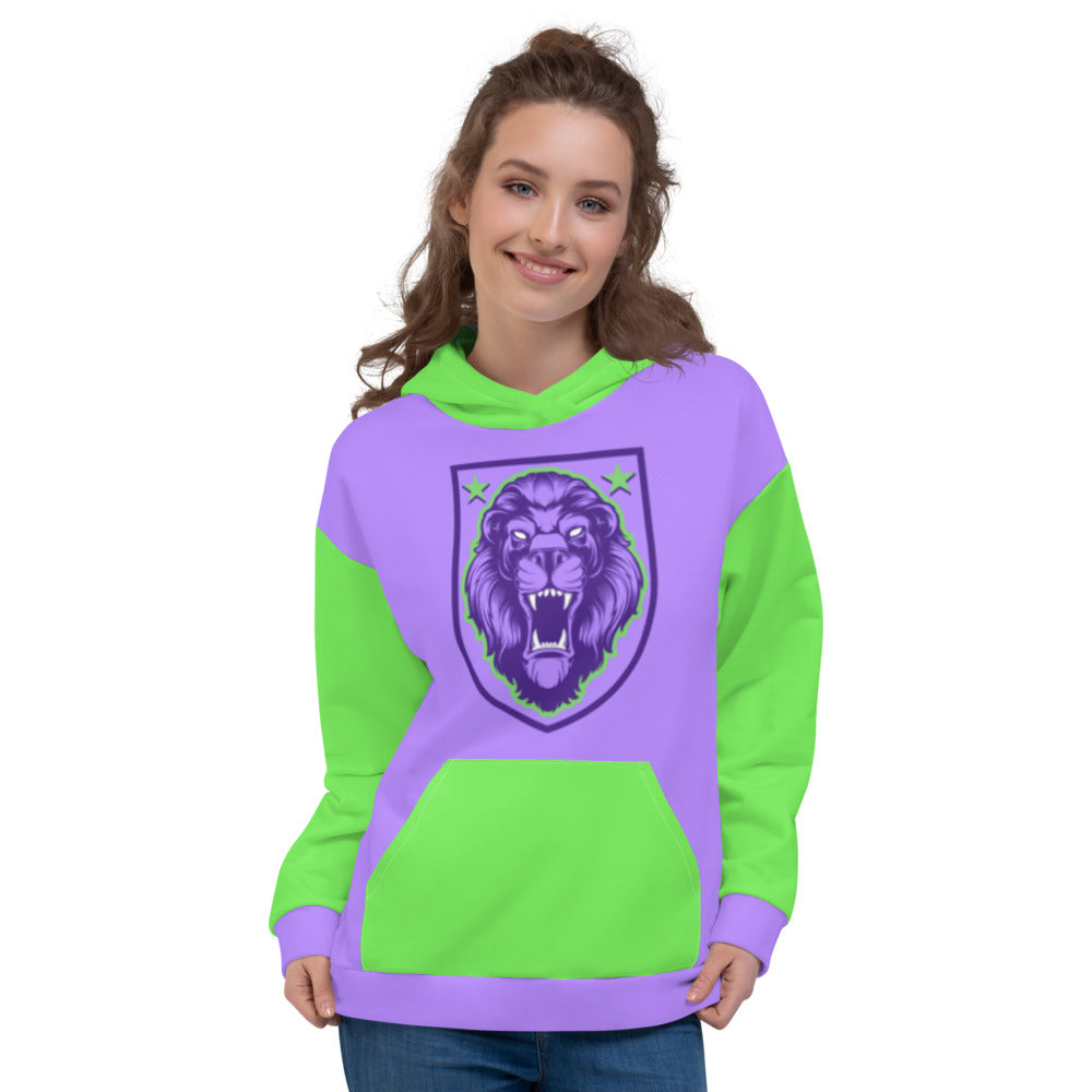 Purple & Green Lion Shield Unisex Hoodie