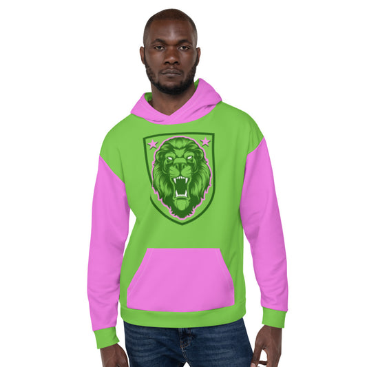 Green & Pink Lion Shield Unisex Hoodie