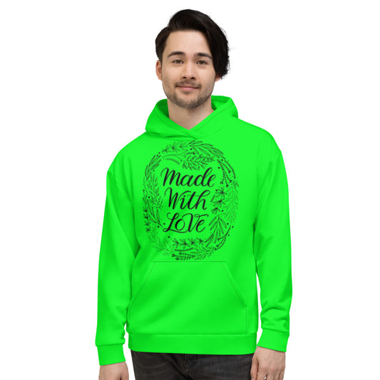 Made With Love Lime Green Unisex Hoodie