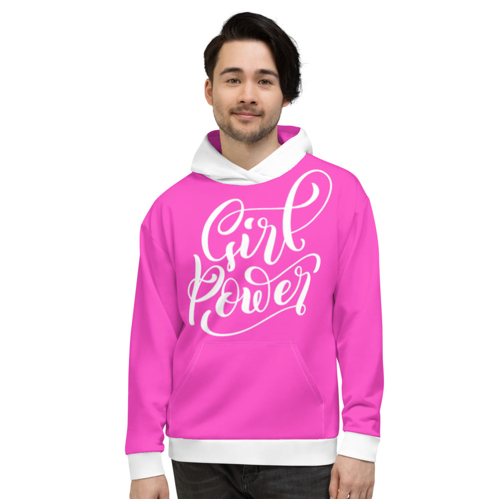 Pink & White Girl Power Unisex Hoodie