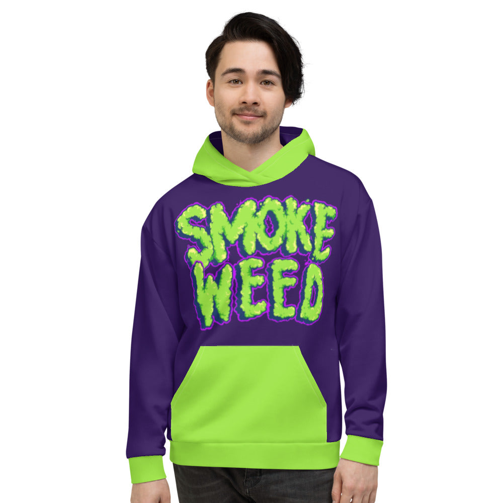 Navy Blue & Green Smoke Weed Stoners Only Unisex Hoodie