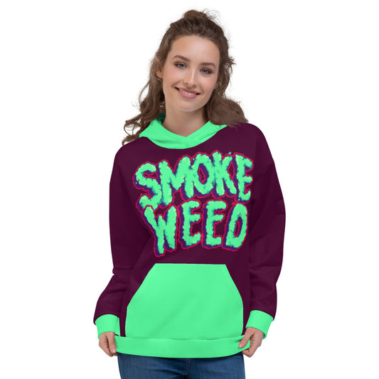 Maroon & Teal Smoke Weed Stoners Only Unisex Hoodie