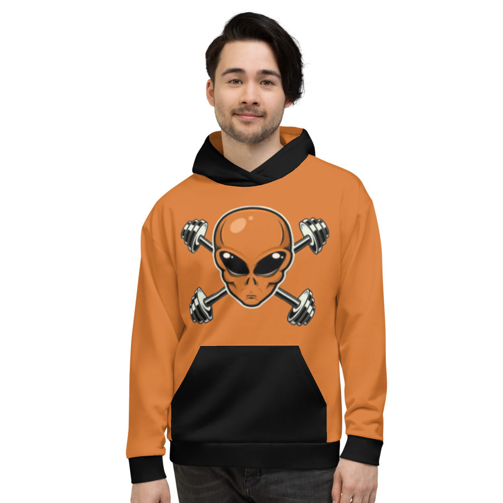 Orange Alien Gym Unisex Hoodie