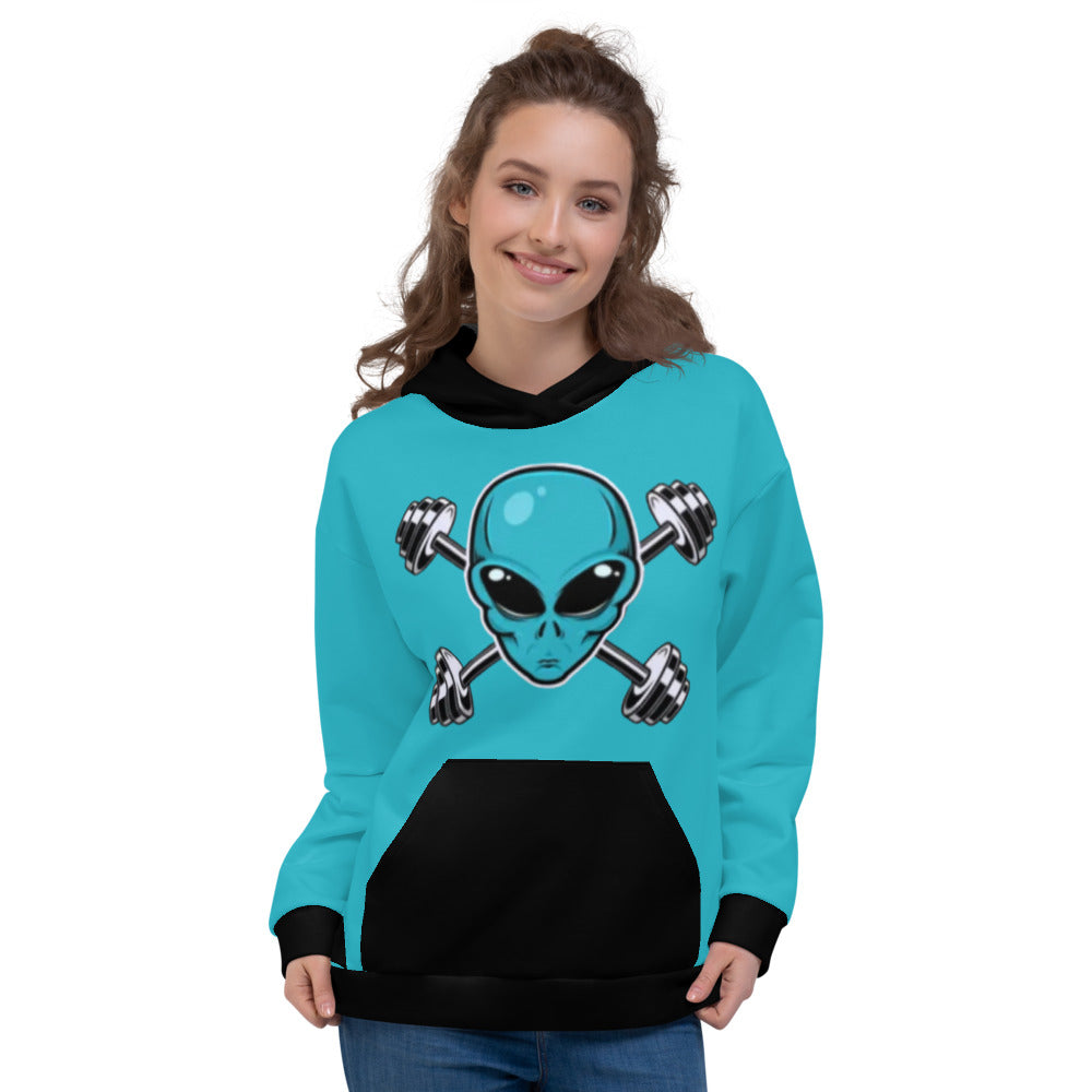 Light Blue Alien Gym Unisex Hoodie