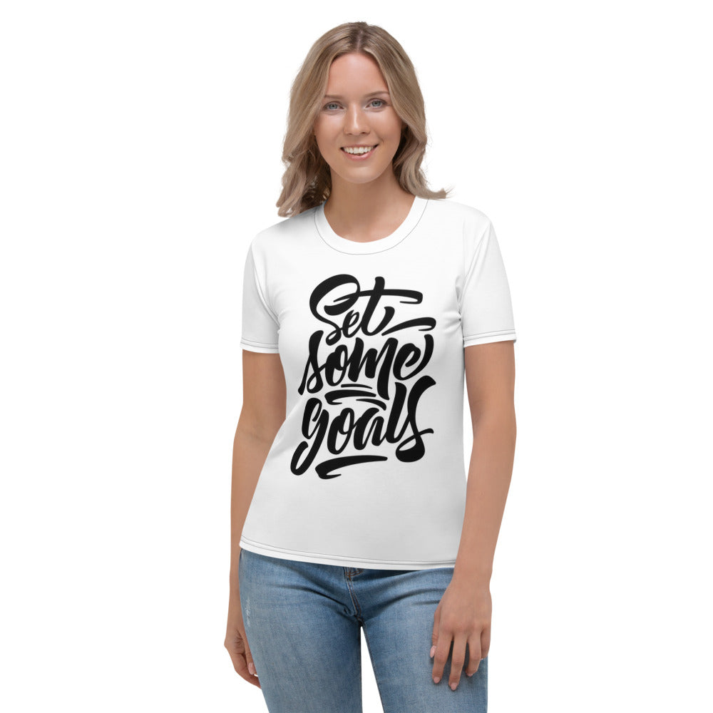 Set Some Goals White Women's T-shirt