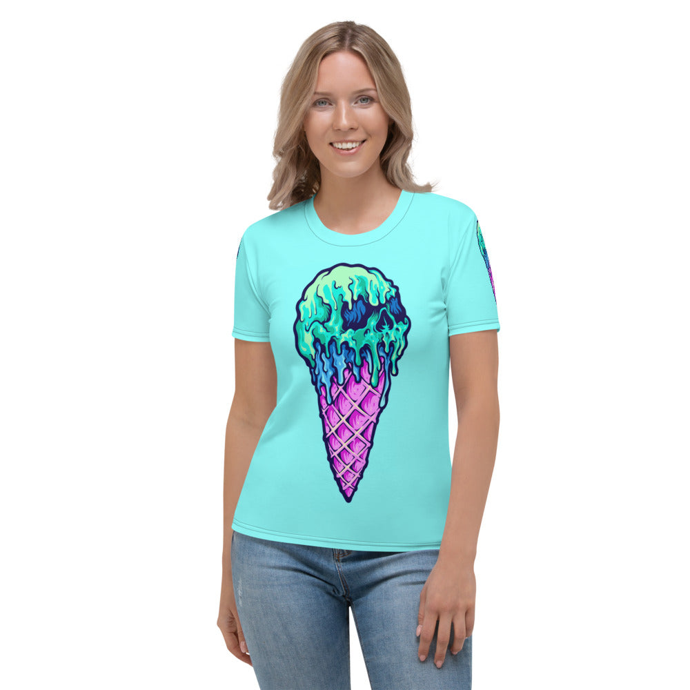 Creepy Skull Ice Cream Cone Women's T-shirt