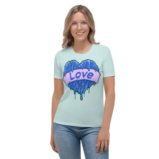 Blue Drippy Heart Women's T-shirt