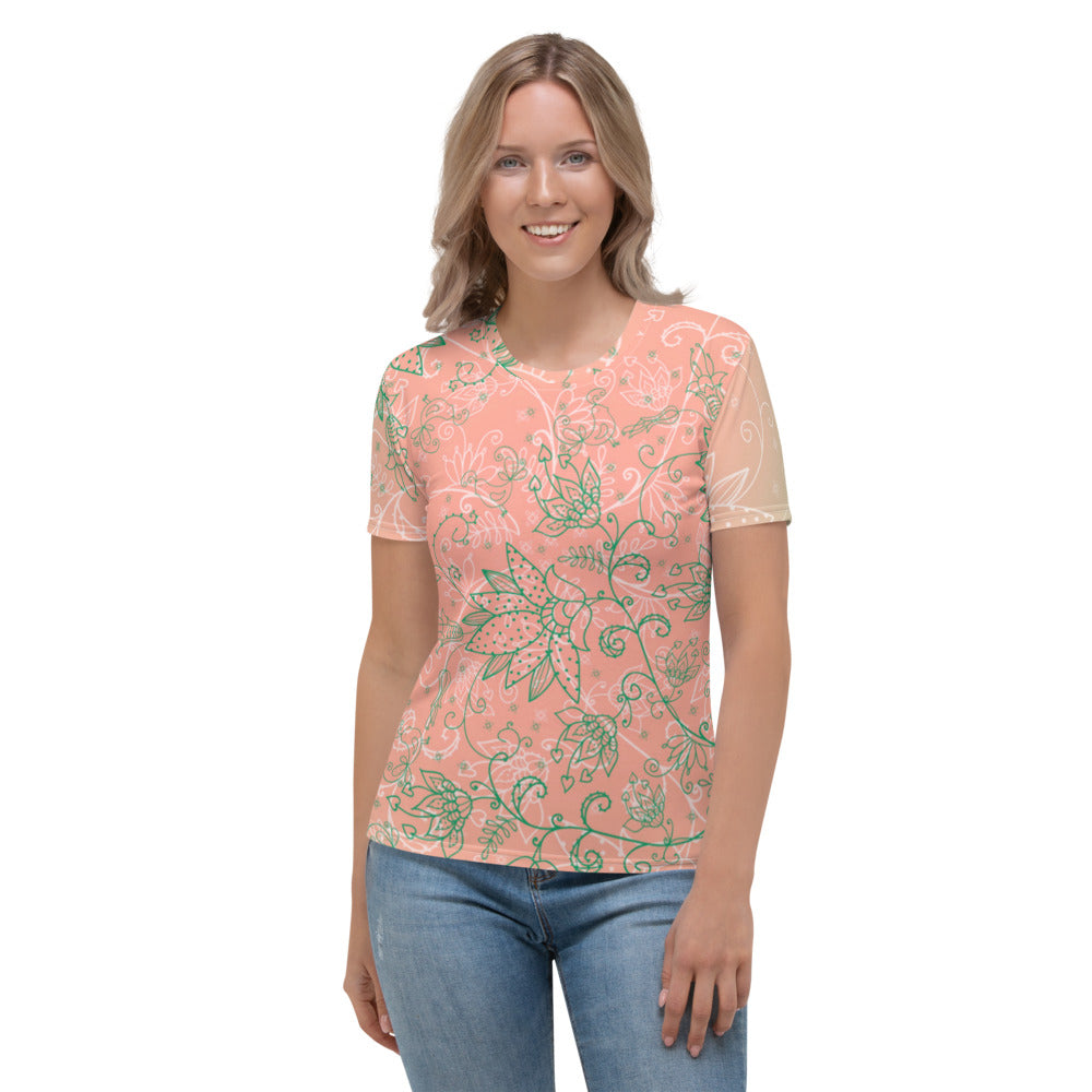 Peach Cute Flower Women's T-shirt