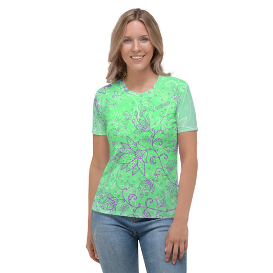 Neon Green Cute Flower Women's T-shirt