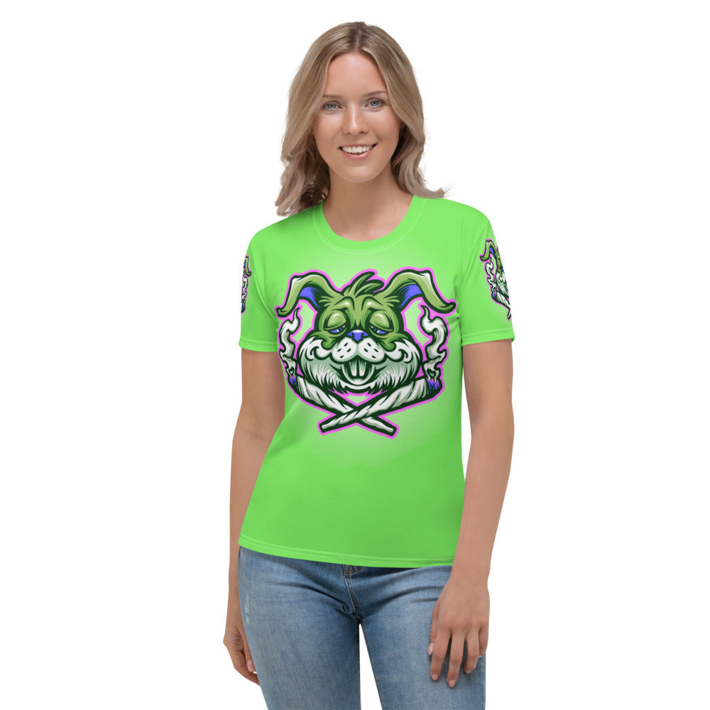 Lime Green & Dark Green Stoners Only Rabbit Women's T-shirt