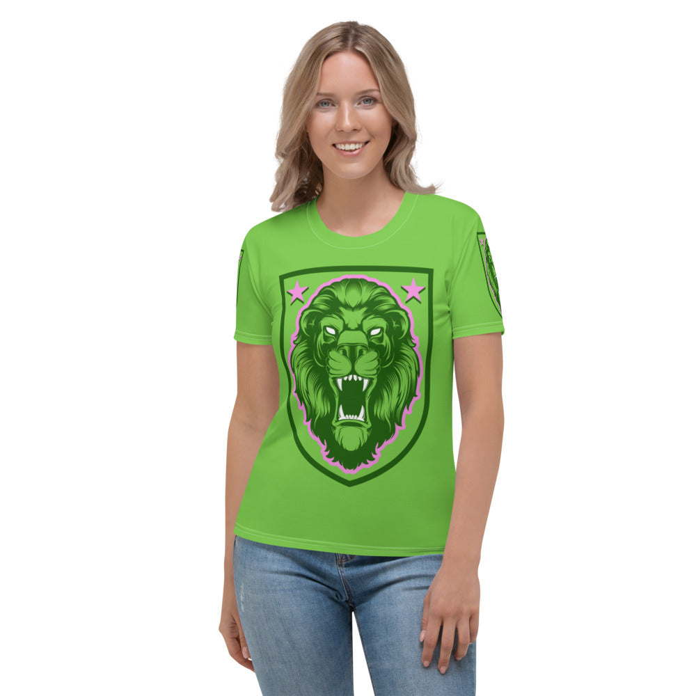 Green & Pink Lion Shield Women's T-shirt