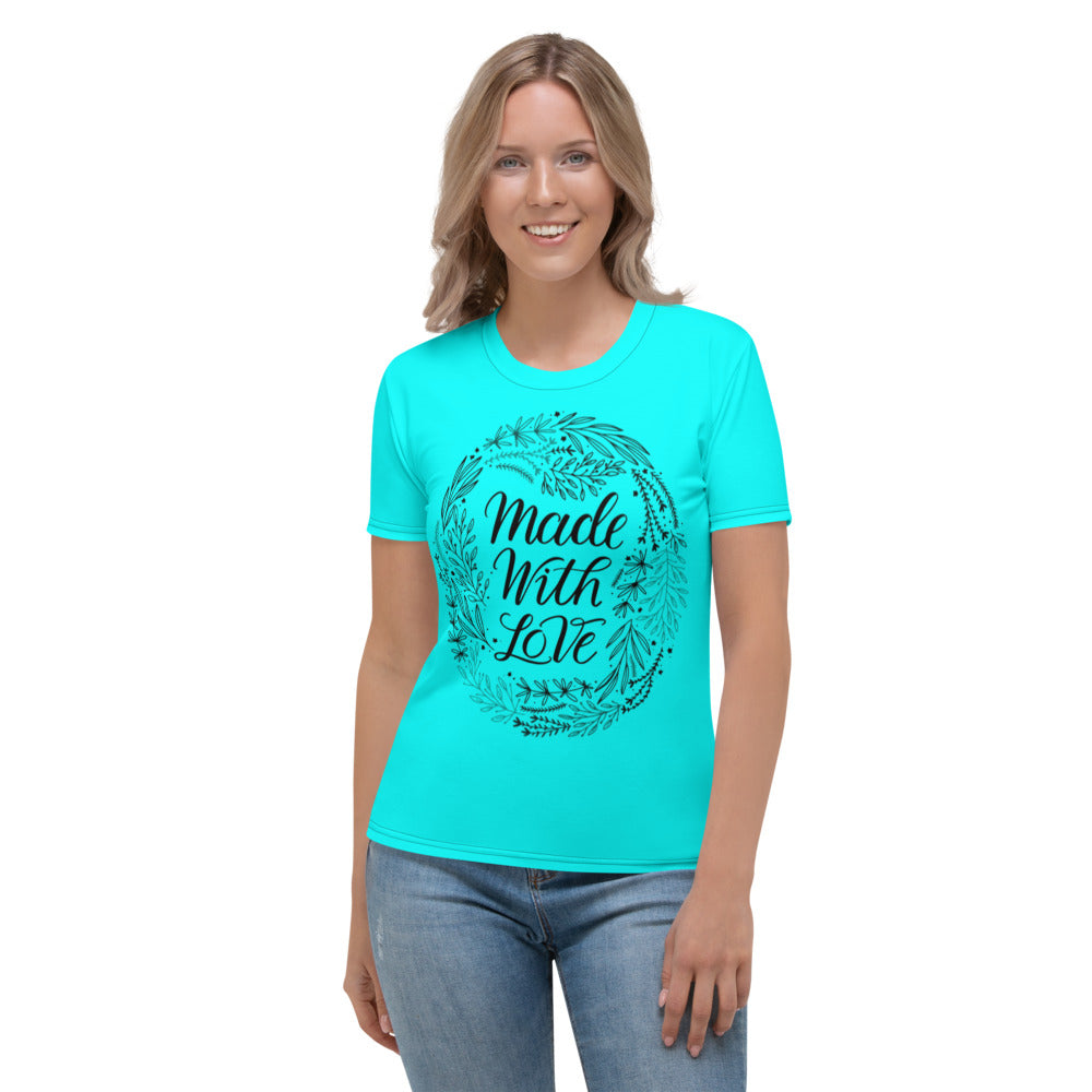 Made With Love Women's Light Blue T-shirt