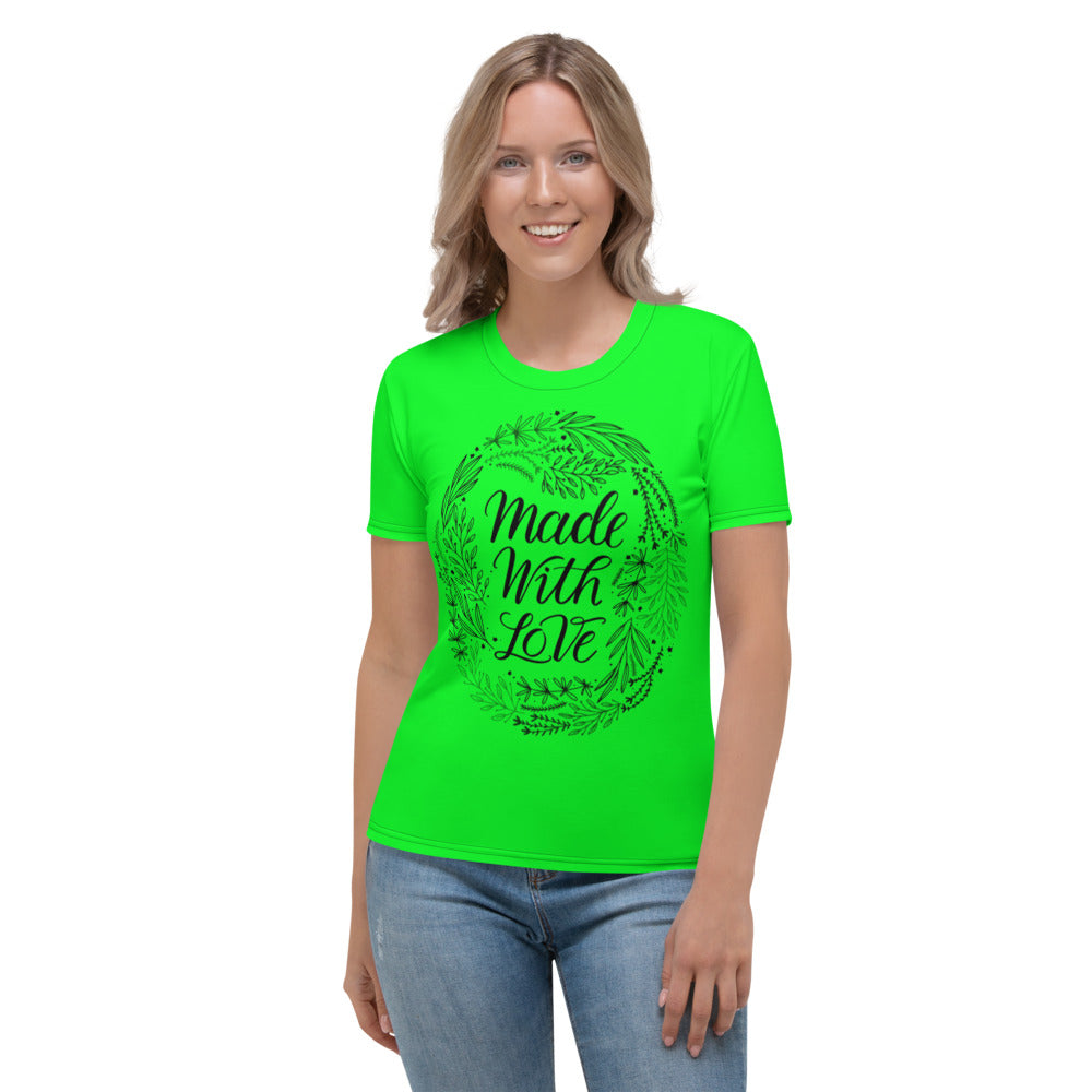 Made With Love Women's Lime Green T-shirt