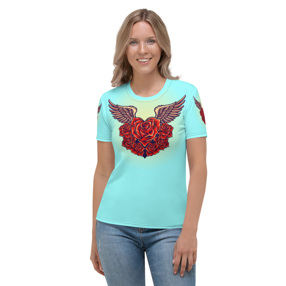 Light Blue Angel Roses Women's T-shirt