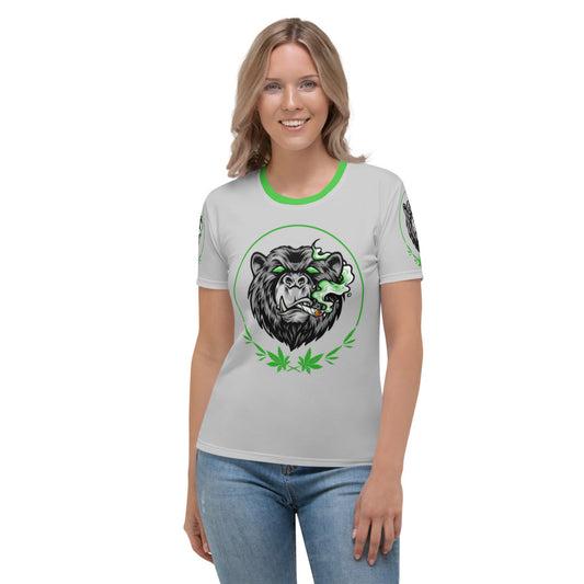 Stoners Only Grey & Green Smoking Bear Women's T-shirt