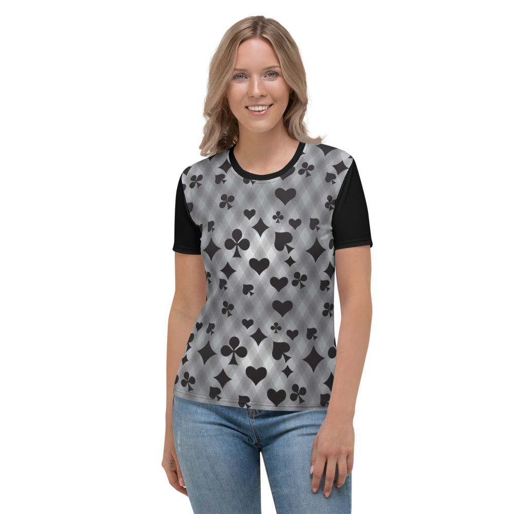 Grey & Black Playing Card Women's T-shirt