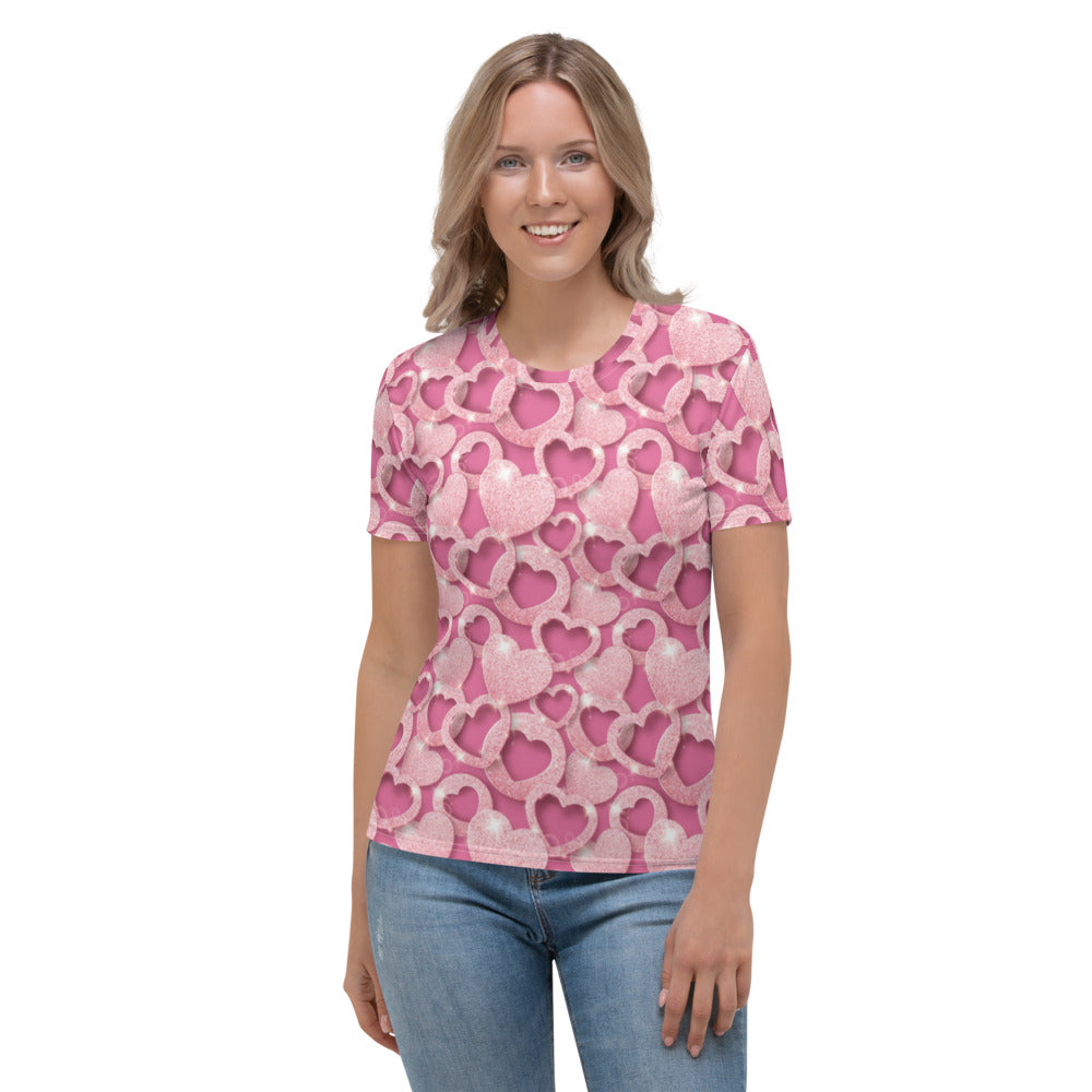 Lovely Pink Hearts Women's T-shirt