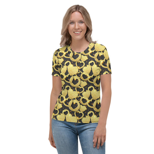 Lovely Gold & Black Hearts Women's T-shirt