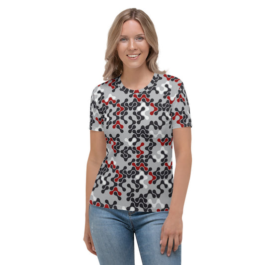 Red, Black & White Abstract Women's T-shirt