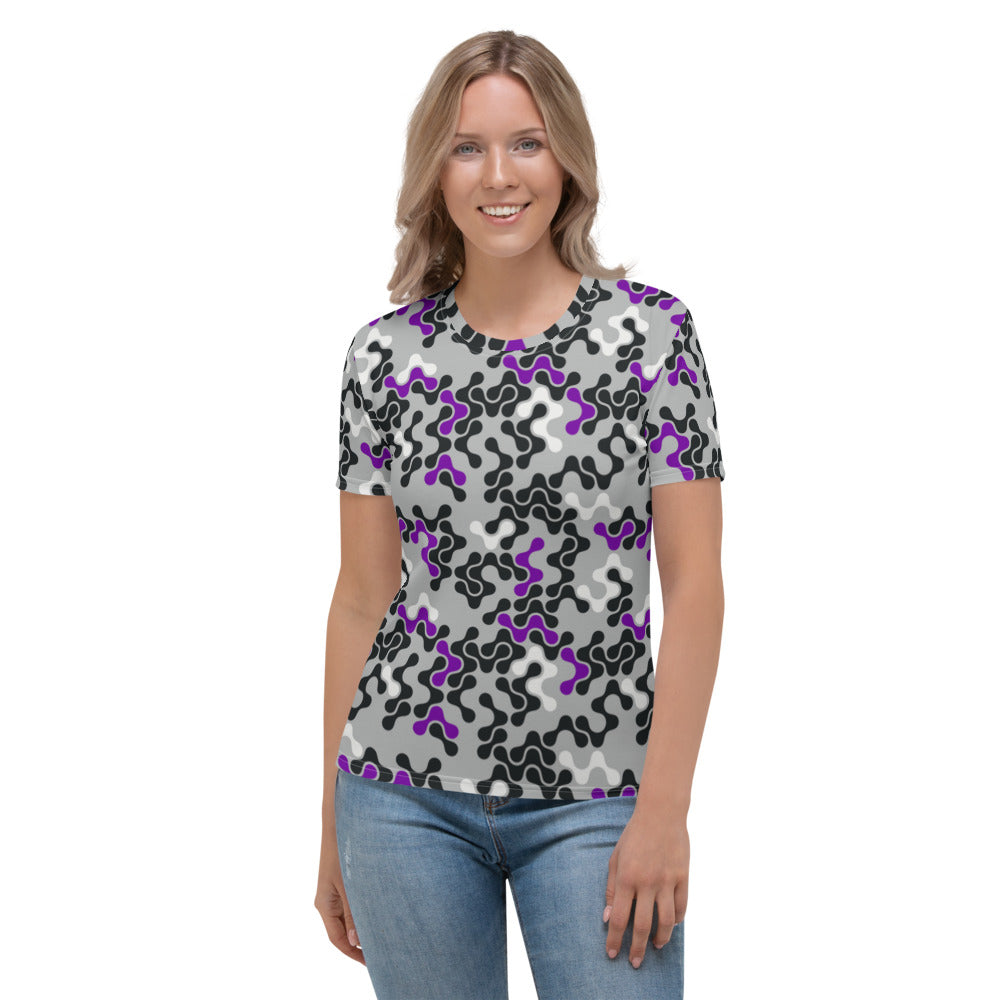 Purple, Black & White Abstract Women's T-shirt