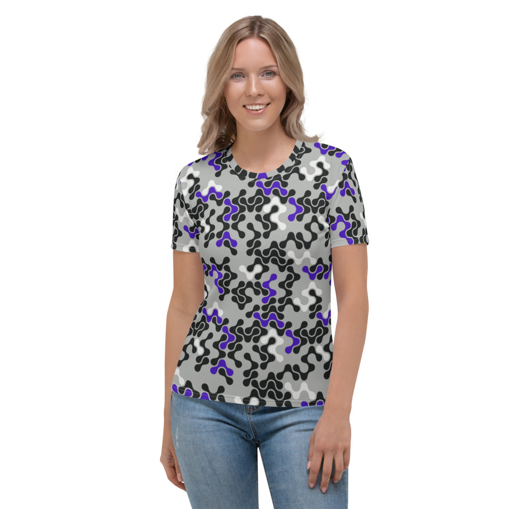 Blue, Black & White Abstract Women's T-shirt