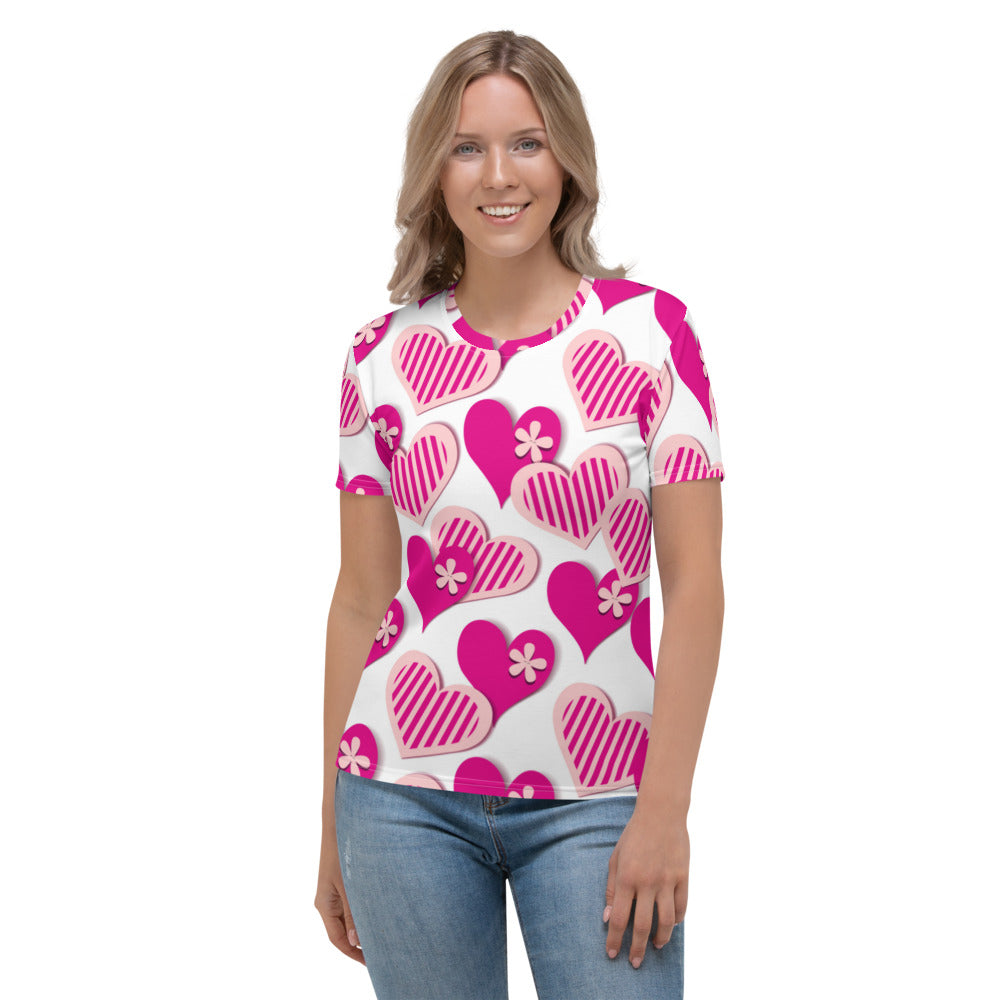 Cute Pink Hearts Women's T-shirt