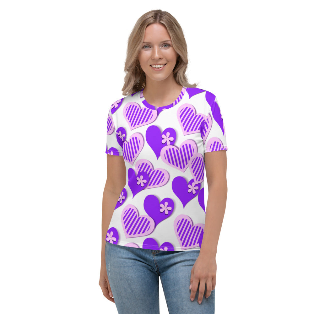 Cute Purple Hearts Women's T-shirt