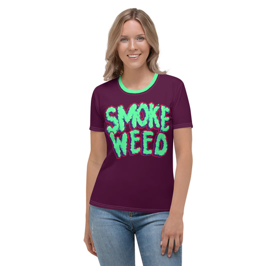 Maroon & Teal Smoke Weed Stoners Only Women's T-shirt