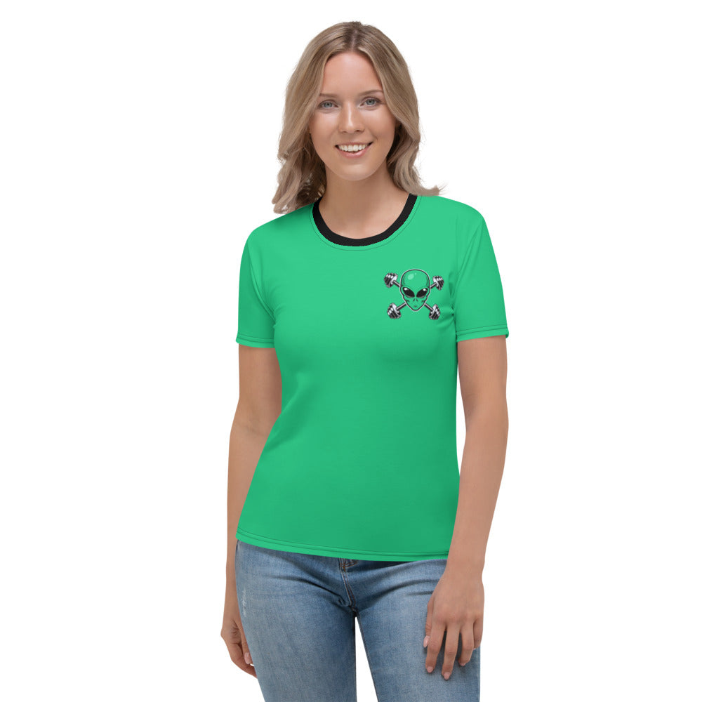 Women's Teal Alien Gym T-shirt