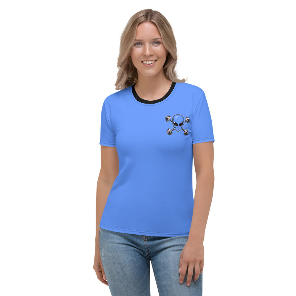 Women's Blue Alien Gym T-shirt