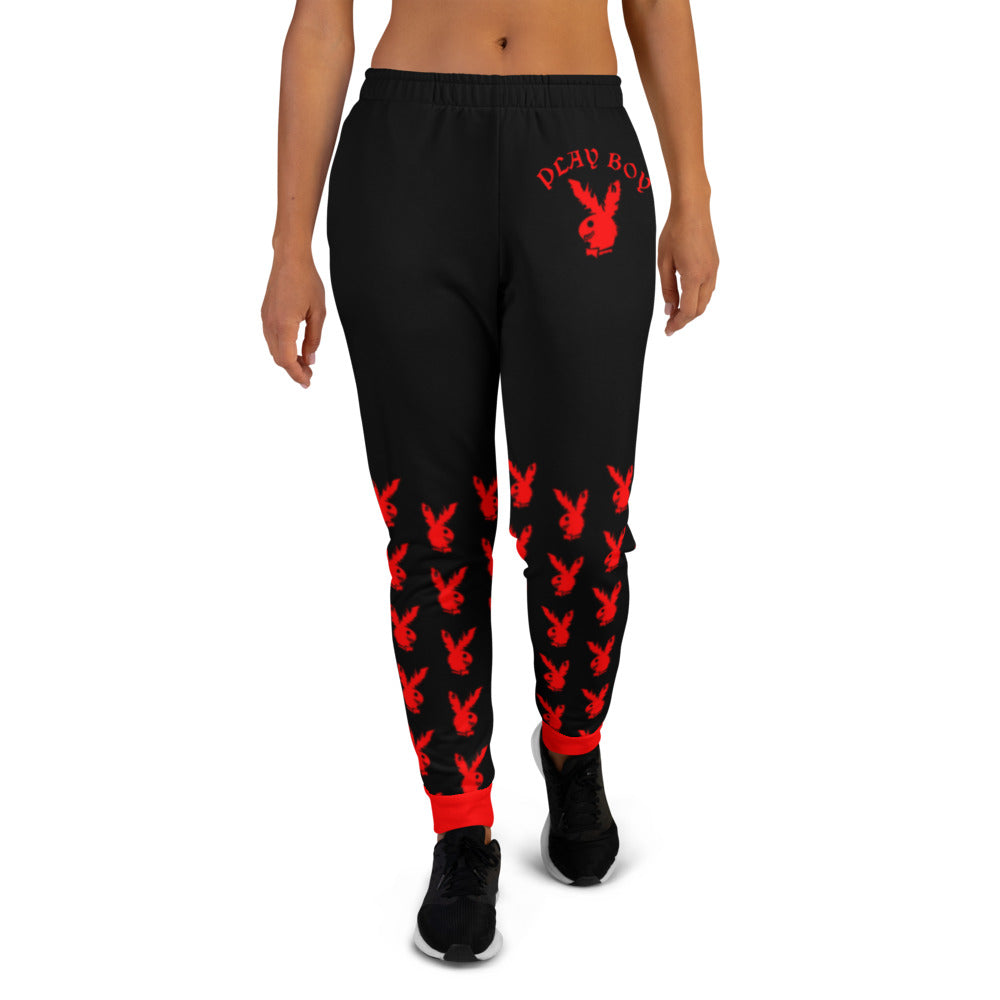 Black & Red Play Boy Women's Joggers