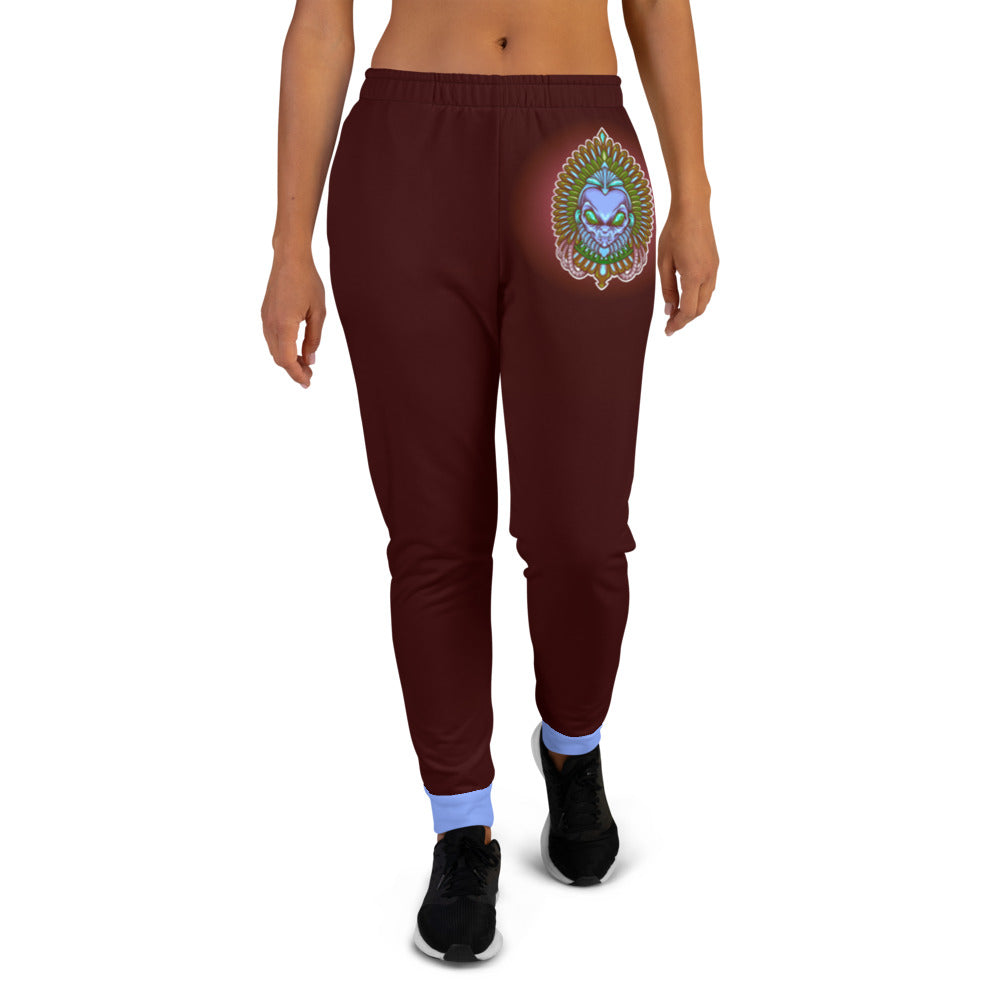 Maroon & Blue Alien Aztec Indian Women's Joggers