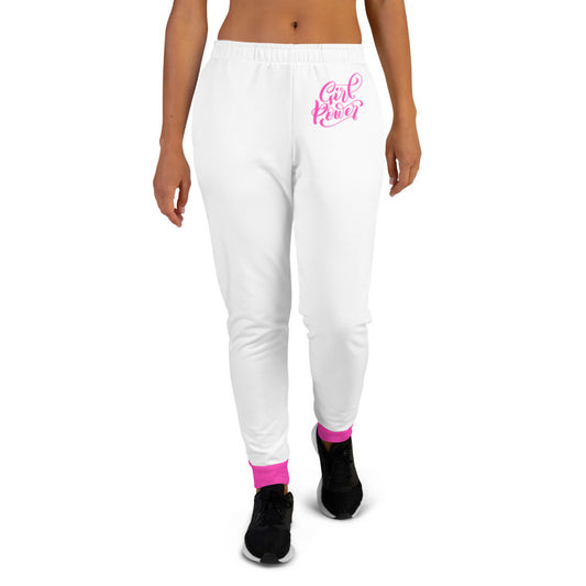 White & Pink Girl Power Women's Joggers