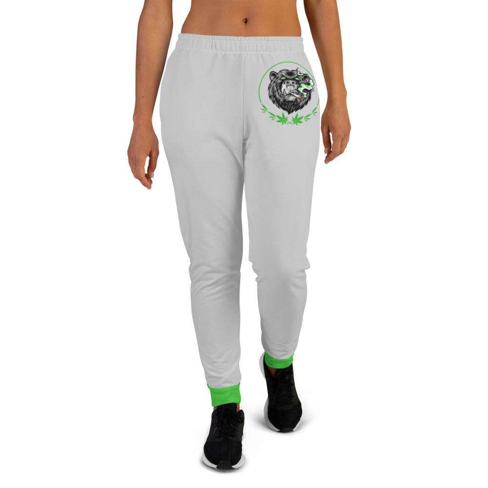 Stoners Only Grey & Green Smoking Bear Women's Joggers