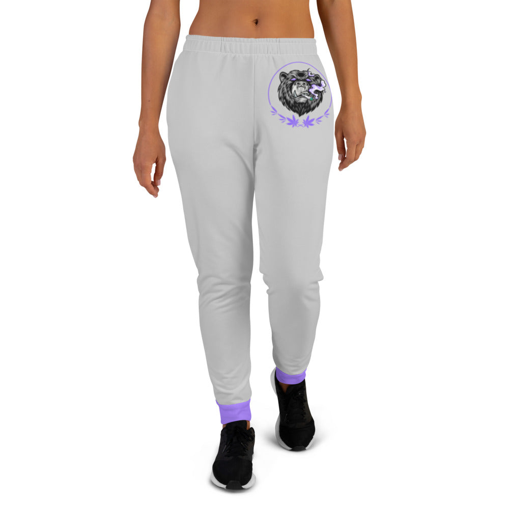 Stoners Only Grey & Purple Smoking Bear Women's Joggers