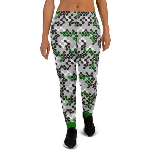 Green, Black & White Abstract Women's Joggers