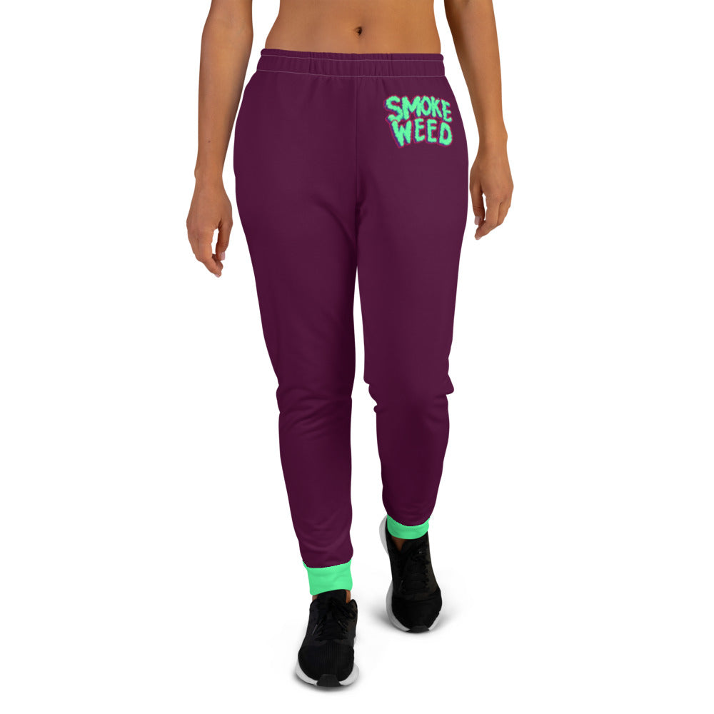 Maroon & Teal Smoke Weed Stoners Only Women's Joggers